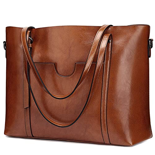 S-Zone Vintage Leather Tote in Dark Brown