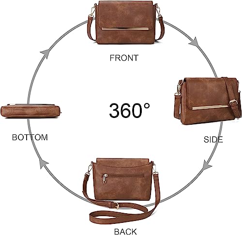Lightweight Flap Crossbody Bag - Vegan Leather, Brown