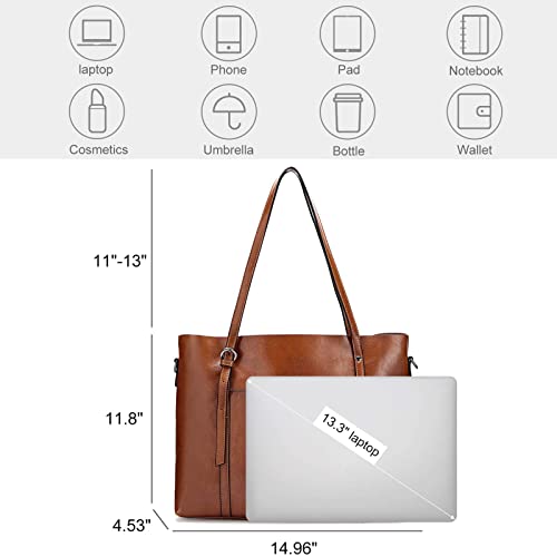 S-Zone Vintage Leather Tote in Dark Brown