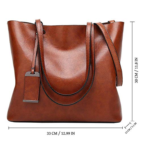 Aileese Womens Vintage Leather Tote Handbag - Brown