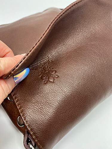 LeahWard Genuine Italian Leather Cross Body Handbag (Brown)