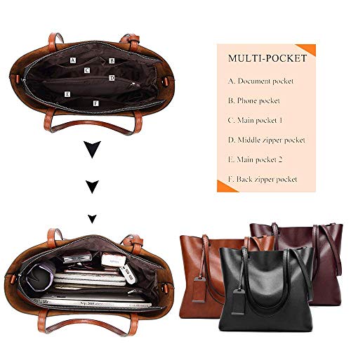 Aileese Womens Vintage Leather Tote Handbag - Brown