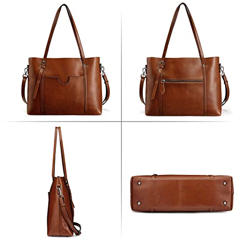 S-Zone Vintage Leather Tote in Dark Brown