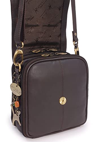 Catwalk Collection Women's Leather Crossbody Shoulder Bag - TEAGAN