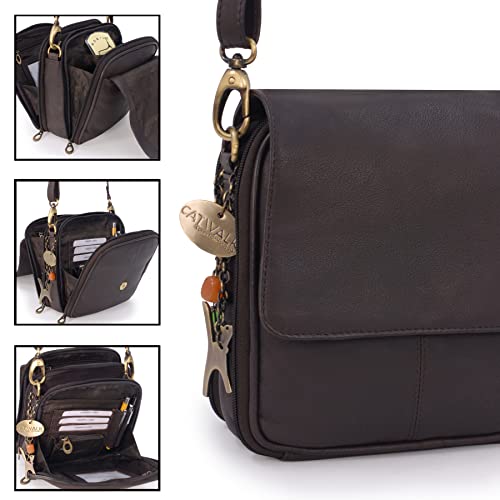 Catwalk Collection Women's Leather Crossbody Shoulder Bag - TEAGAN