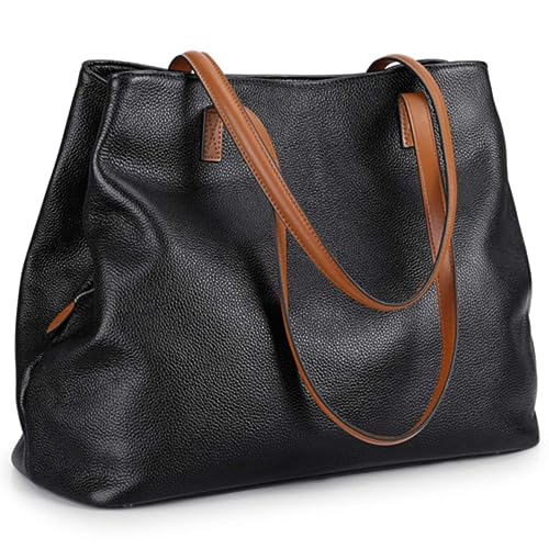 S-ZONE Large Capacity Leather Shoulder Bag for 13'' Laptop
