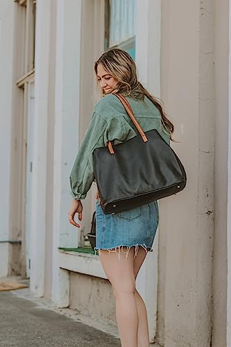 S-ZONE Large Capacity Leather Shoulder Bag for 13'' Laptop