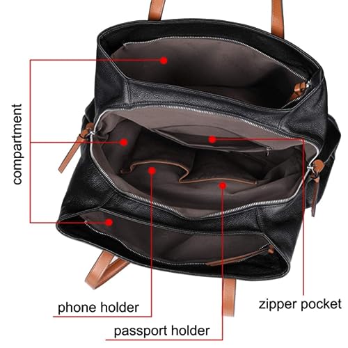 S-ZONE Large Capacity Leather Shoulder Bag for 13'' Laptop