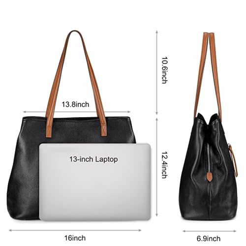 S-ZONE Large Capacity Leather Shoulder Bag for 13'' Laptop