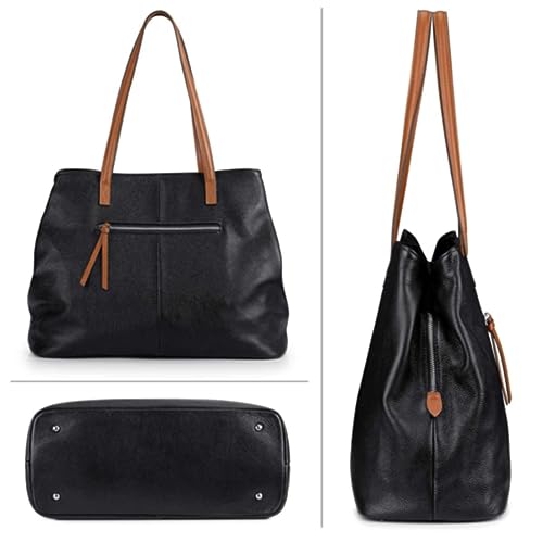 S-ZONE Large Capacity Leather Shoulder Bag for 13'' Laptop