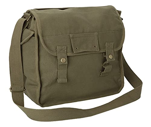 Olive Cotton Canvas Large Side Bag