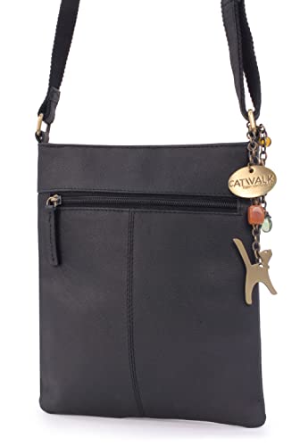 Catwalk Collection Handbags - Small Black Leather Crossbody