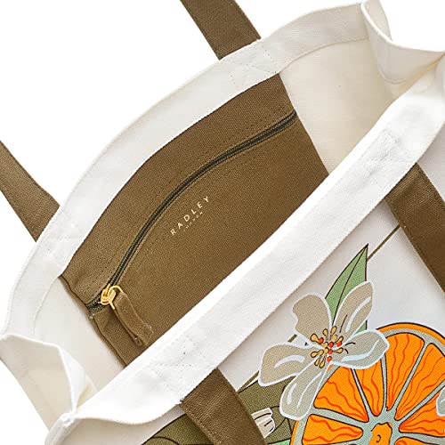 Radley London Orange Medium Tote in Natural Cream