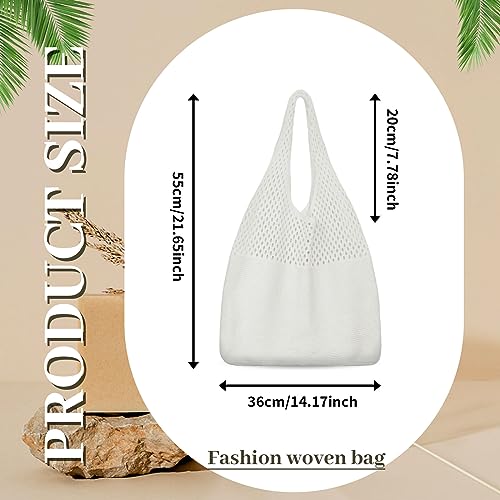 Boho Knitted Mesh Tote: Women's Cotton Beach Bag