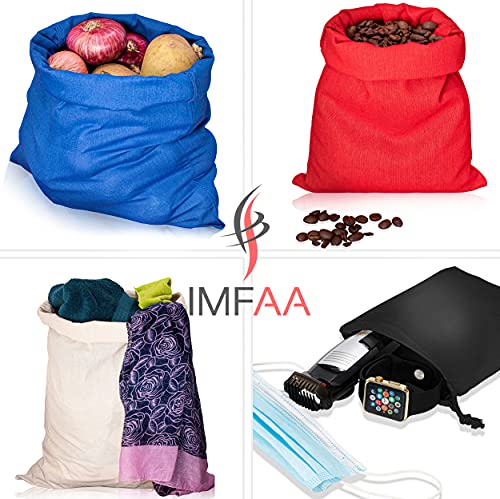 IMFAA Natural Cotton Drawstring Muslin Bags - Pack of 6 Sizes