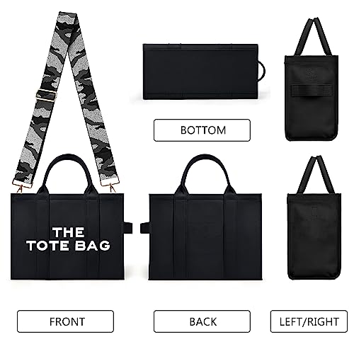 KALIDI Canvas Tote Bag - Black Designer Handbag