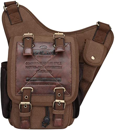 S-ZONE Men's Vintage Canvas Leather Crossbody Bag