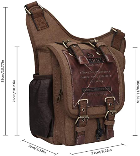 S-ZONE Men's Vintage Canvas Leather Crossbody Bag