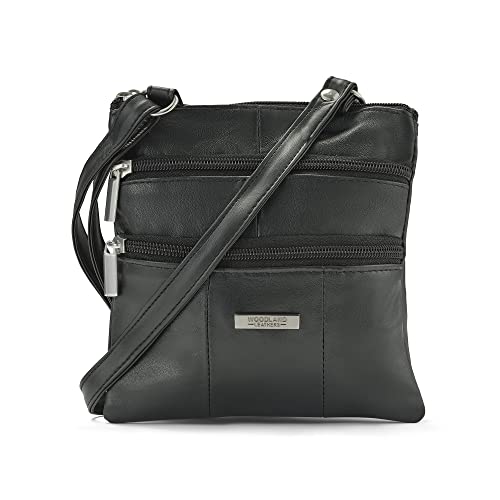 Woodland Leather Lorenz Damen Schultertasche, Schwarz (18 x 18 cm)