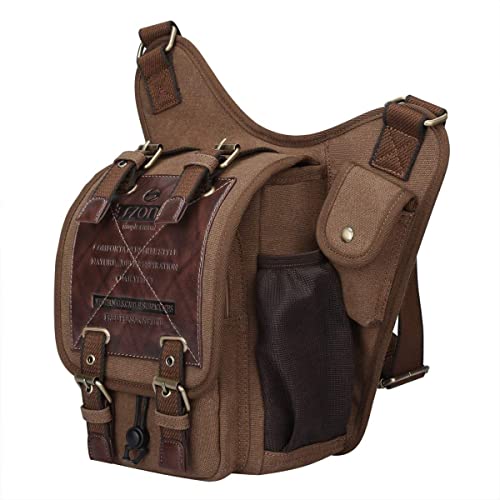 S-ZONE Men's Vintage Canvas Leather Crossbody Bag