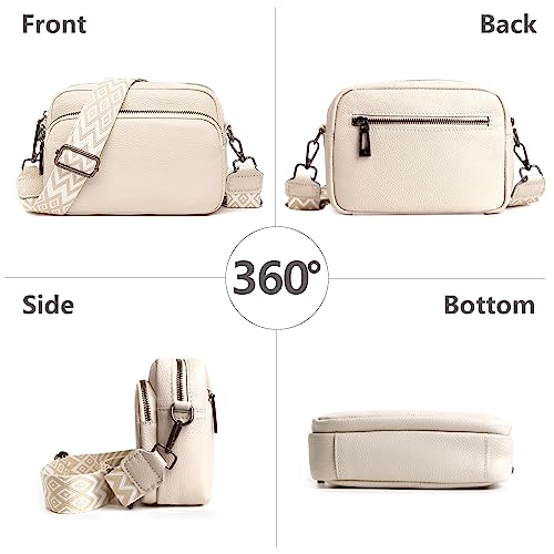 DKIIL NOIYB Women's Leather Crossbody Bag - Beige