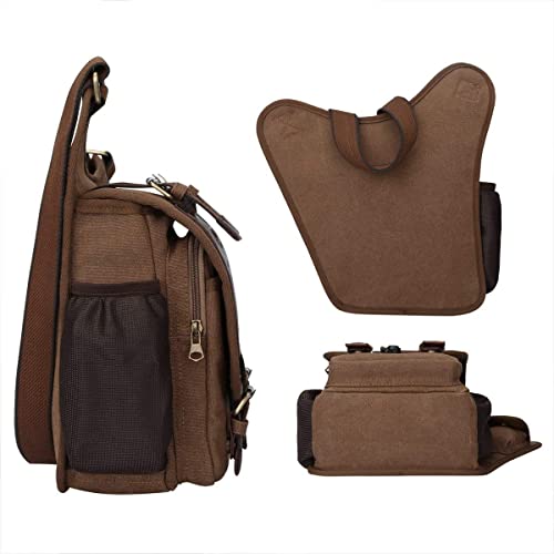 S-ZONE Men's Vintage Canvas Leather Crossbody Bag