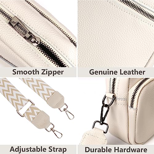 DKIIL NOIYB Women's Leather Crossbody Bag - Beige