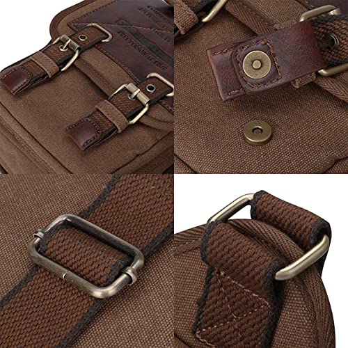 S-ZONE Men's Vintage Canvas Leather Crossbody Bag