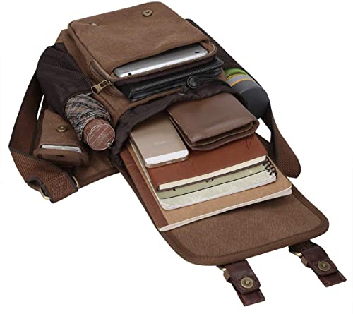 S-ZONE Men's Vintage Canvas Leather Crossbody Bag