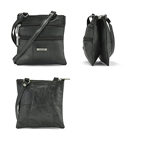 Woodland Leather Lorenz Damen Schultertasche, Schwarz (18 x 18 cm)