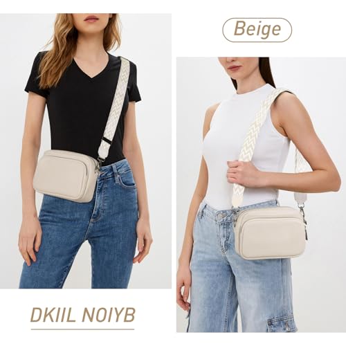 DKIIL NOIYB Women's Leather Crossbody Bag - Beige