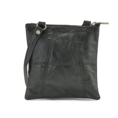 Woodland Leather Lorenz Damen Schultertasche, Schwarz (18 x 18 cm)