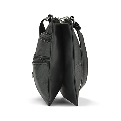 Woodland Leather Lorenz Damen Schultertasche, Schwarz (18 x 18 cm)