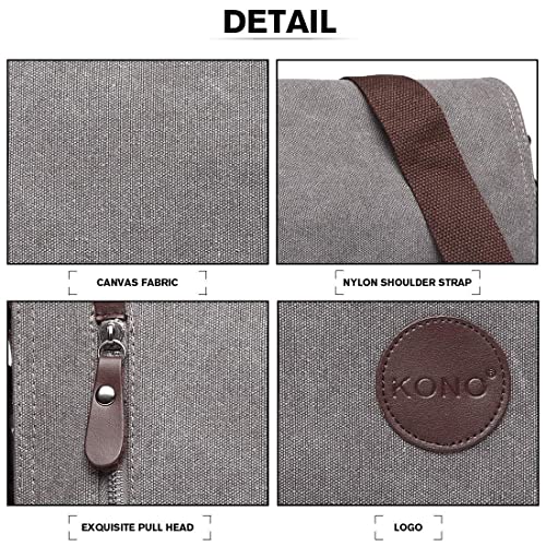 Canvas Laptop Messenger Bag for Men - Grey