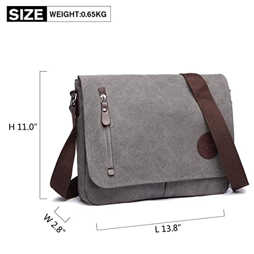 Canvas Laptop Messenger Bag for Men - Grey