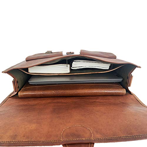 Handmade Leather Briefcase Laptop Messenger Bag for Men and Women