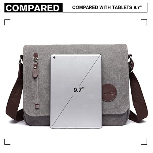Canvas Laptop Messenger Bag for Men - Grey