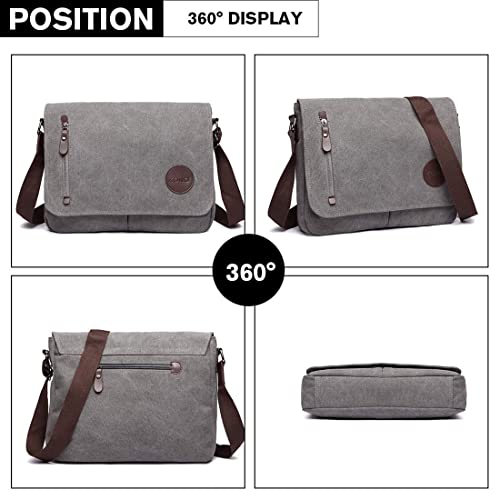 Canvas Laptop Messenger Bag for Men - Grey