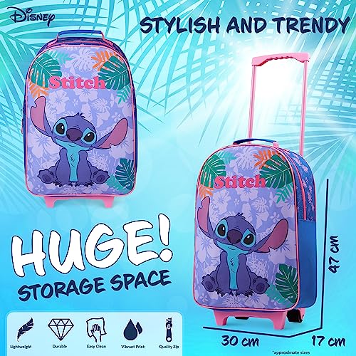 Disney Stitch Kids Suitcase: Cute Foldable Trolley Handbag