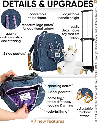 White Unicorn Rolling Backpack for Kids - Girls & Boys
