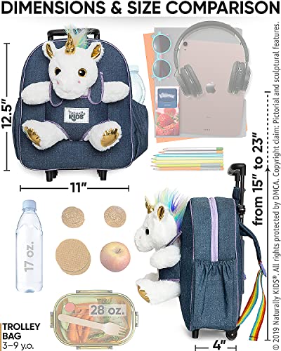 White Unicorn Rolling Backpack for Kids - Girls & Boys