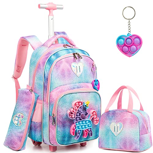 Girls' Unicorn Rolling Backpack - Cute & Travel-Friendly