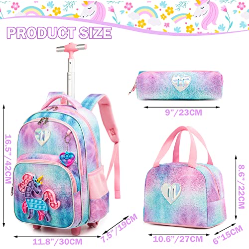 Girls' Unicorn Rolling Backpack - Cute & Travel-Friendly