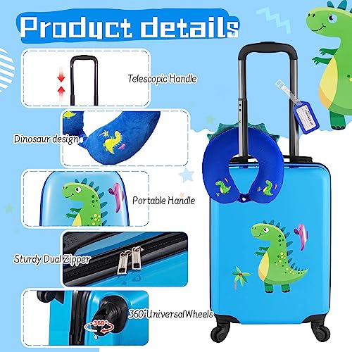 Blue Dinosaur Kids Luggage Set with Backpack