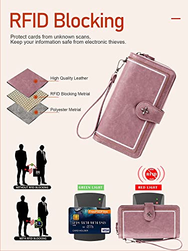 Women's Pink Leather Designer Handbag with RFID Protection