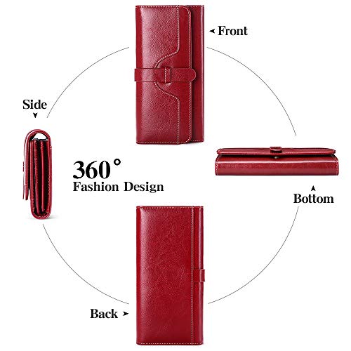 SENDEFN Women's Genuine Leather RFID Blocking Wallet - Multiple Card Slots