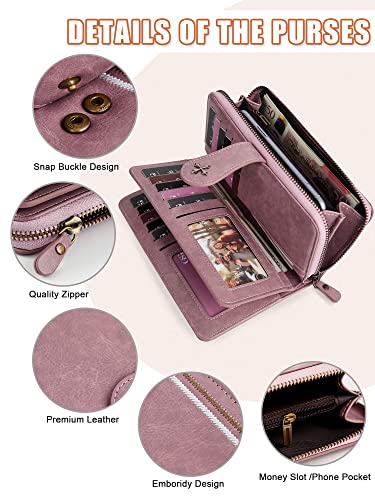 Women's Pink Leather Designer Handbag with RFID Protection