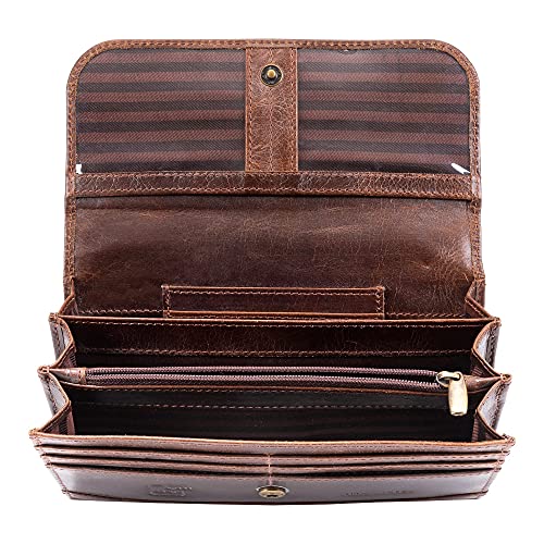 Stylish Brown Leather Womens Purse with RFID Protection
