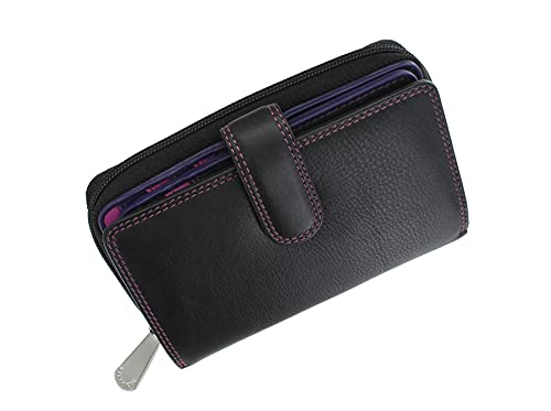 Visconti Rio Soft Leather Ladies Purse - Black/Purple/Berry