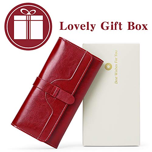 SENDEFN Women's Genuine Leather RFID Blocking Wallet - Multiple Card Slots